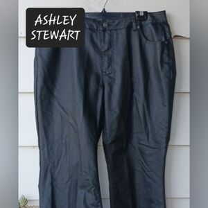 Ashley Stewart PLUS size faux leather FLARE pants womens size 16 NEW!